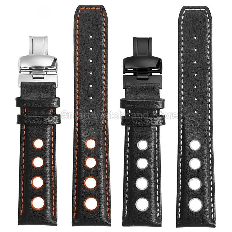 20 مللي متر واجهة مسطحة حزام الساعات مثقب جلد طبيعي لتيسو T-Race T91 T044 T021 للطي مشبك تنفس الجلد ودية