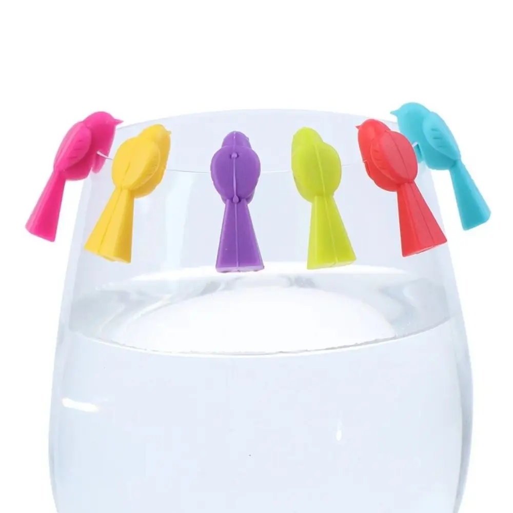 6Pcs Silicone Material Glass Marker Bird Shaped Alpaca Shaped Cup Charm Easy To Clip Reusable Glass Label Party Gathering