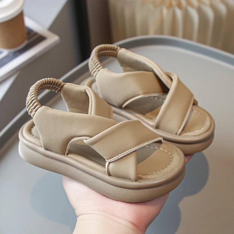 Girls Chunky Cross Strap Sandals 2026 New Summer Toddler Vacation Beach Sandals Simple Comfort School Outdoor Pool Shoes Age5-8