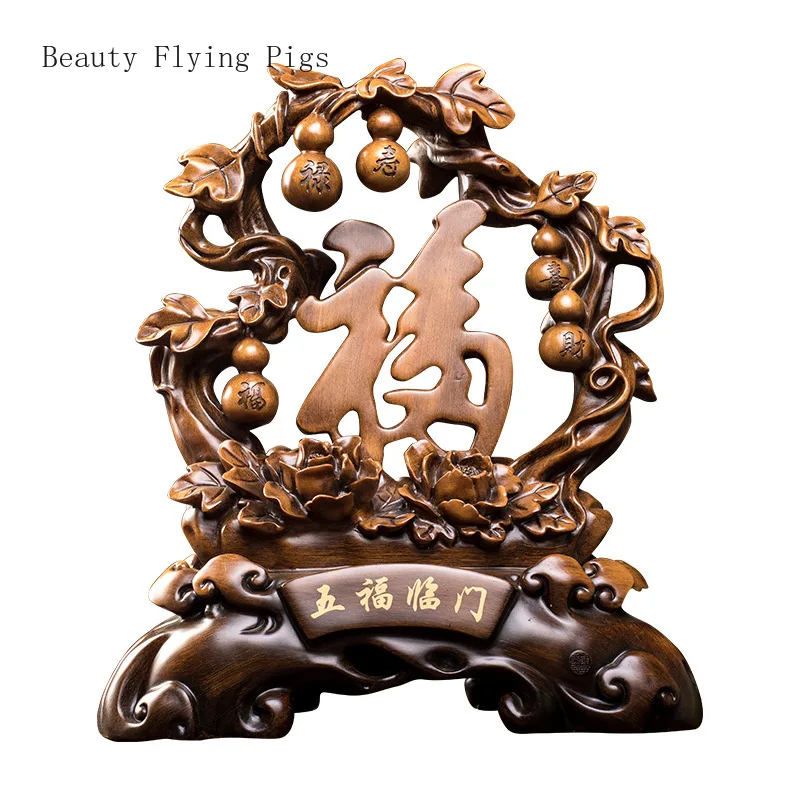 

1PCS Resin Five Blessings Door Decoration Chinese Living Room Entrance Decoration Crafts housewarming New Home Gift