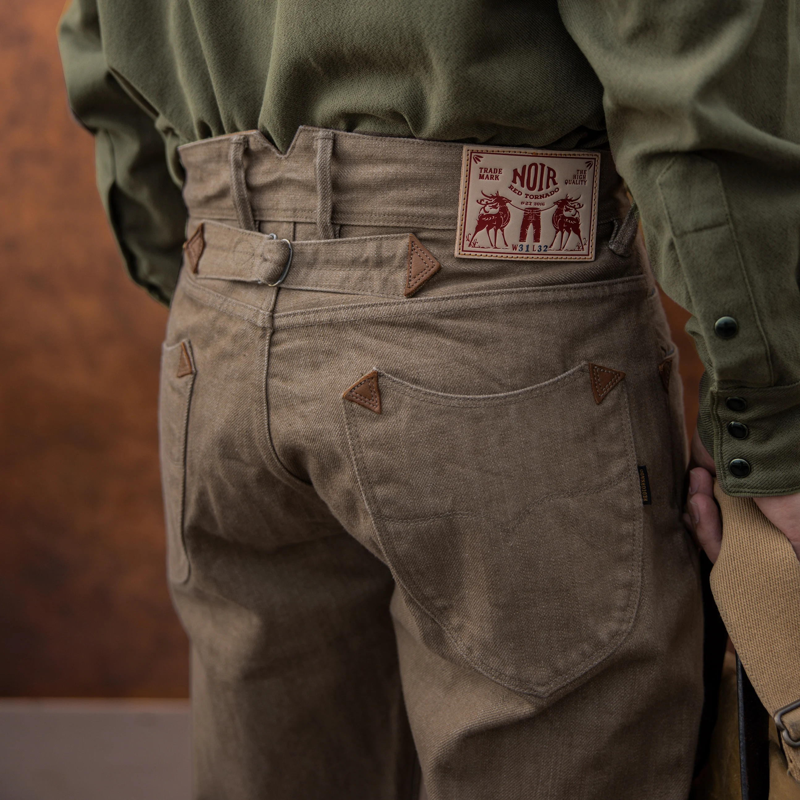 603s-017 بنطال جينز خام نيلي سيلفاج مغسول 18 أونصة من قماش الدنيم الثقيل للغاية #3