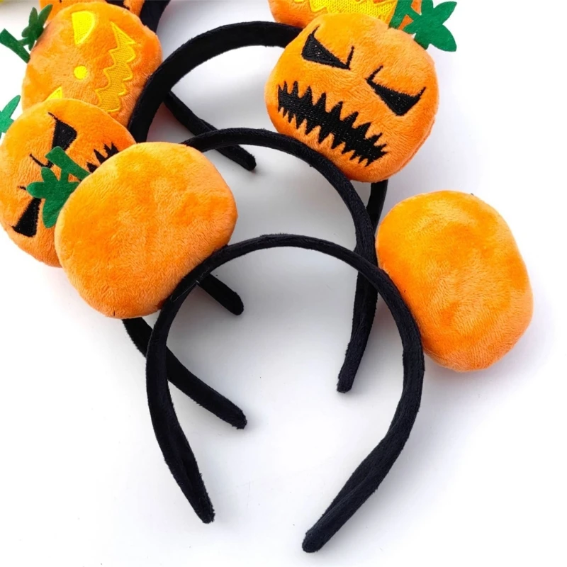 634C Halloween Pumpkin Headwear Hair Hoop Soft Fabric Cartoon Headband for Pumpkin Party Decorations