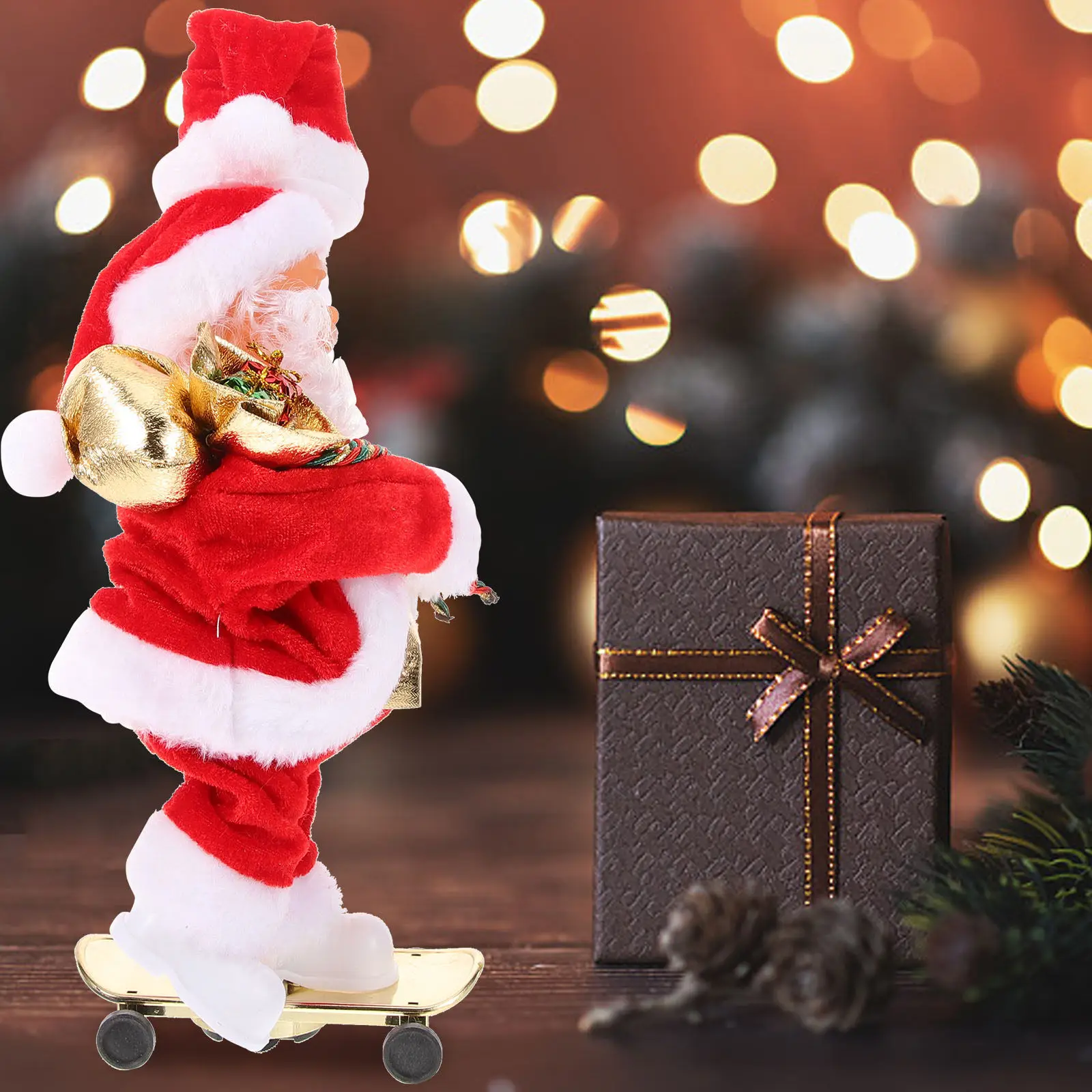 Fun Christmas Animated Santa Claus with Gift Bags Singing Dancing Soft Decoration for Kids Children Home Bedroom view 4