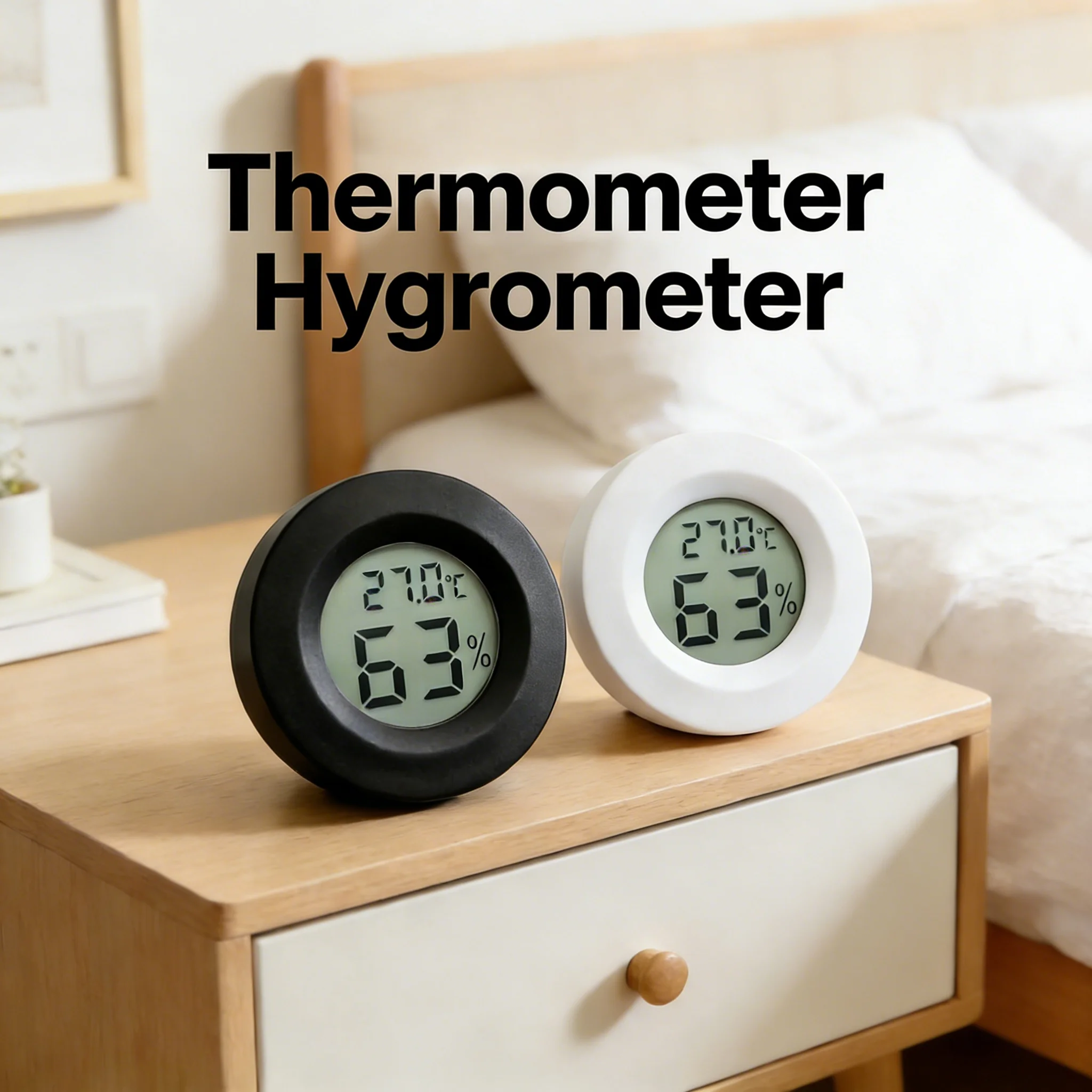 

Миниатюрный цифровой термогигрометр с ЖК-дисплеем, круглый измеритель температуры и влажности, удобный комнатный датчик температуры, незаменимый летом