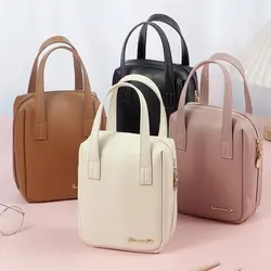 Borsa cosmetica di grande capacità borsa per il lavaggio portatile di moda borse per la conservazione in pelle PU organizzatore per il trucco strumento per la conservazione dei cosmetici con manico