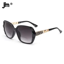 JM-gafas de sol bifocales cuadradas para mujer, lentes de lectura grandes con gradiente, gran tamaño, + 1 a + 4