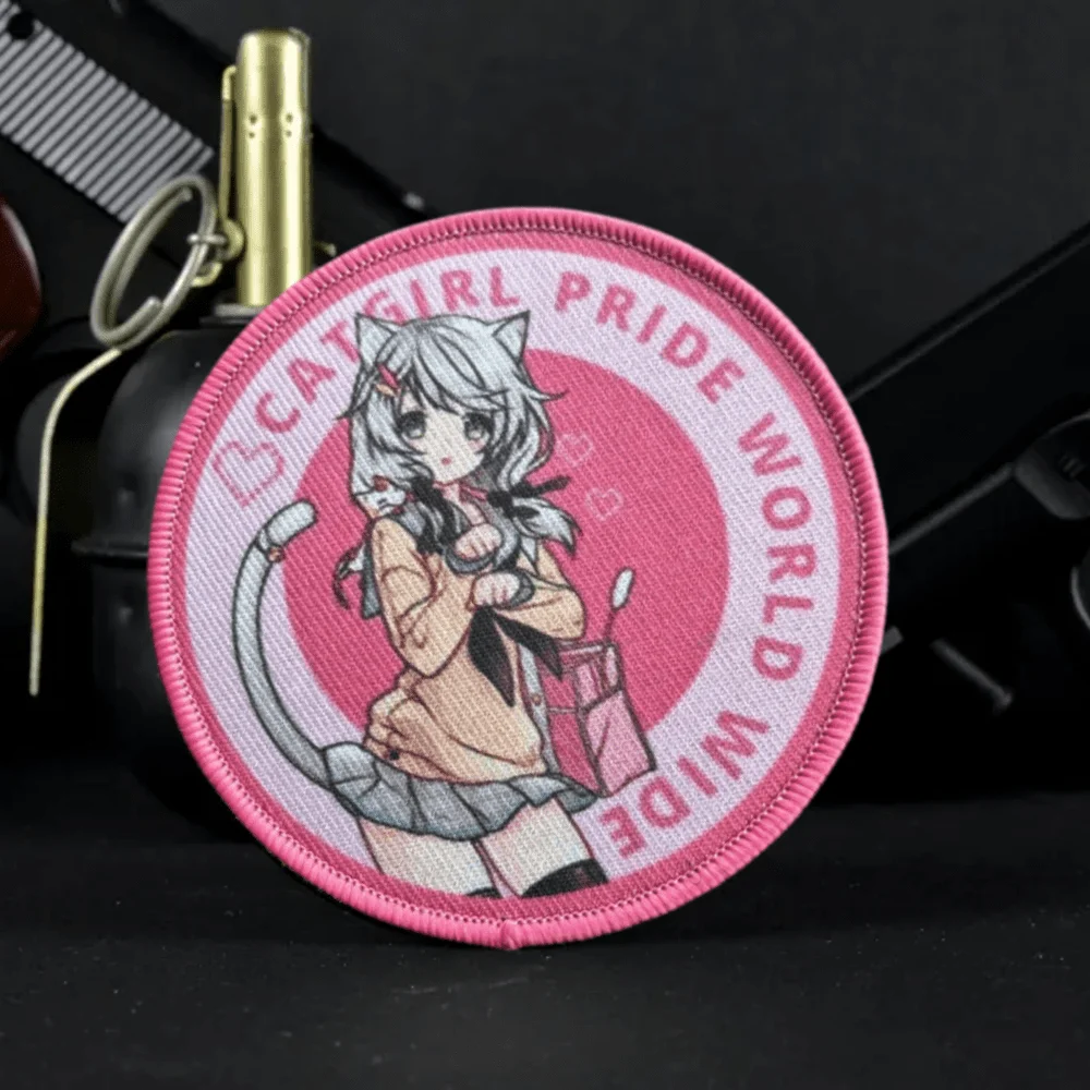 Anime Cat Girls Tactical Patch JDM Gun Girl Printed Hook&Loop Patches Military Morale Badge Armband Backpack Vest Stickers