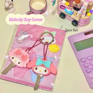 Kawaii Sanrio Hello Kitty Silicona Key Cubierta protectora a prueba de polvo anime de dibujos animados My Melody Portable Anti-Lost Keychain Girls 8 mejores ventas mi keycap de melodía - №2