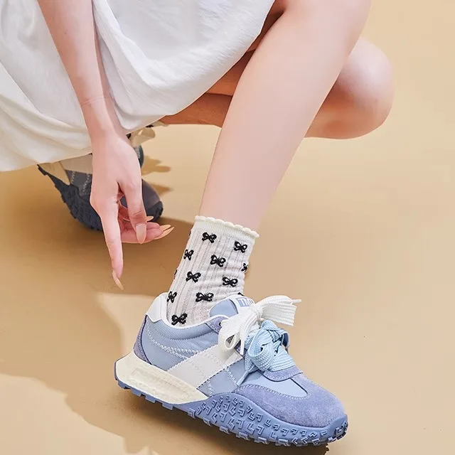 

Women's Sporty Thick Bottomed Leather Single Shoes Korean Style round Toe Casual Fashionable Summer Winter Spring Autumn