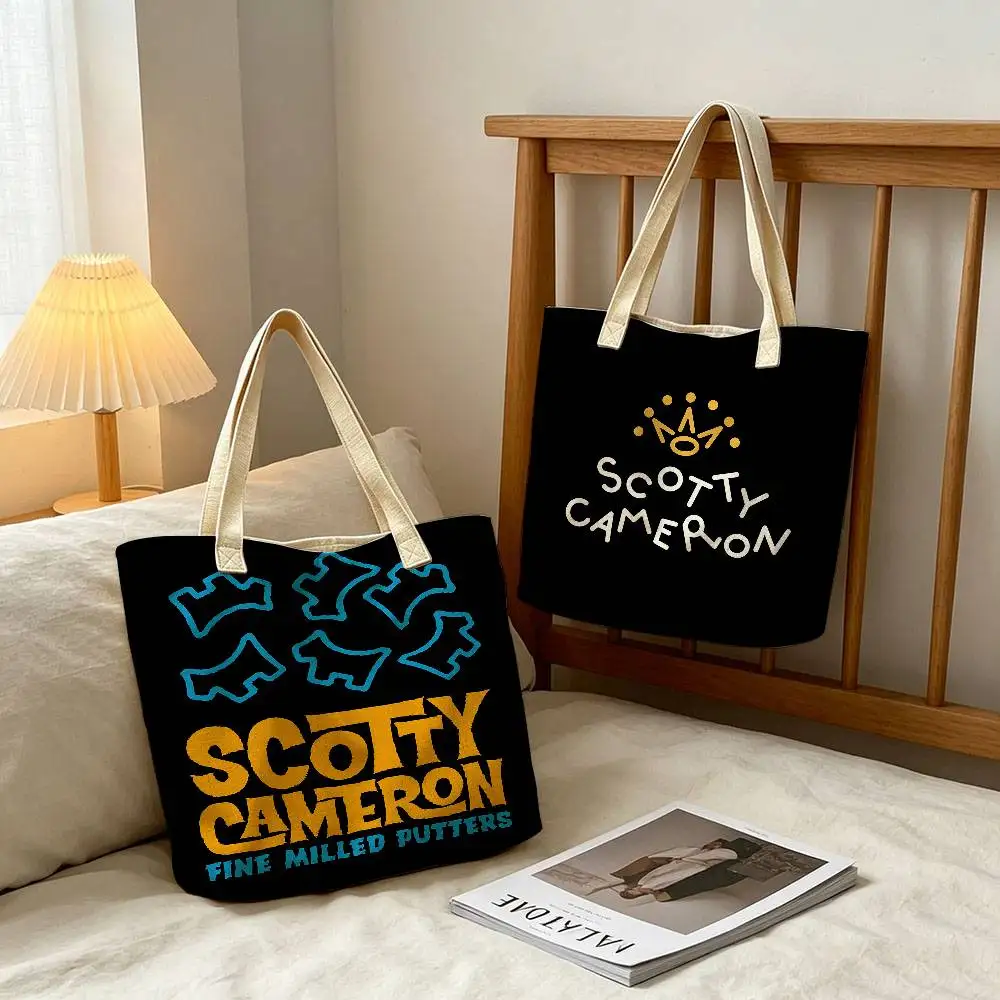 Brand S-Scotty C-Cameron Logo Fashion Women Cotton Polyester Tote Bag Large Capacity Gifts Zipper Closure For Daily Shopping