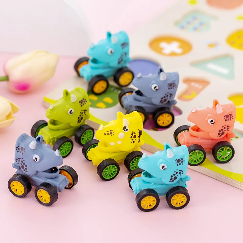 6Pcs Cartoon Mini Dinosaur Pull Back Car Toys for Kids Birthday Party Favors Baby Shower Pinata Fillers Halloween Gift Treat Bag