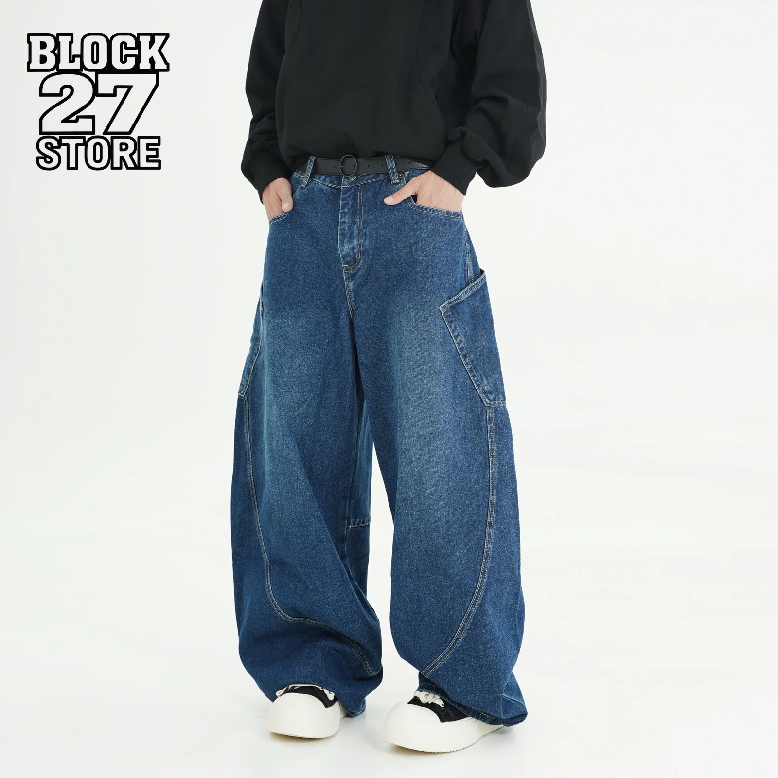 

Harajuku винтажная рабочая одежда джинсы мужские свободные широкие джинсовые брюки американский ретро дизайн с большими карманами прямые брюки для папы новые