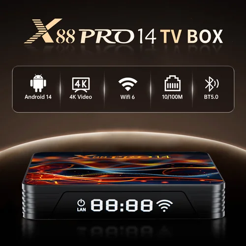 Original X88 Pro 14 RK3518 Android 14 TV Box Quad Core 4K LAN 100M Wifi6 BT 5,0 Control remoto por voz reproductor multimedia decodificador