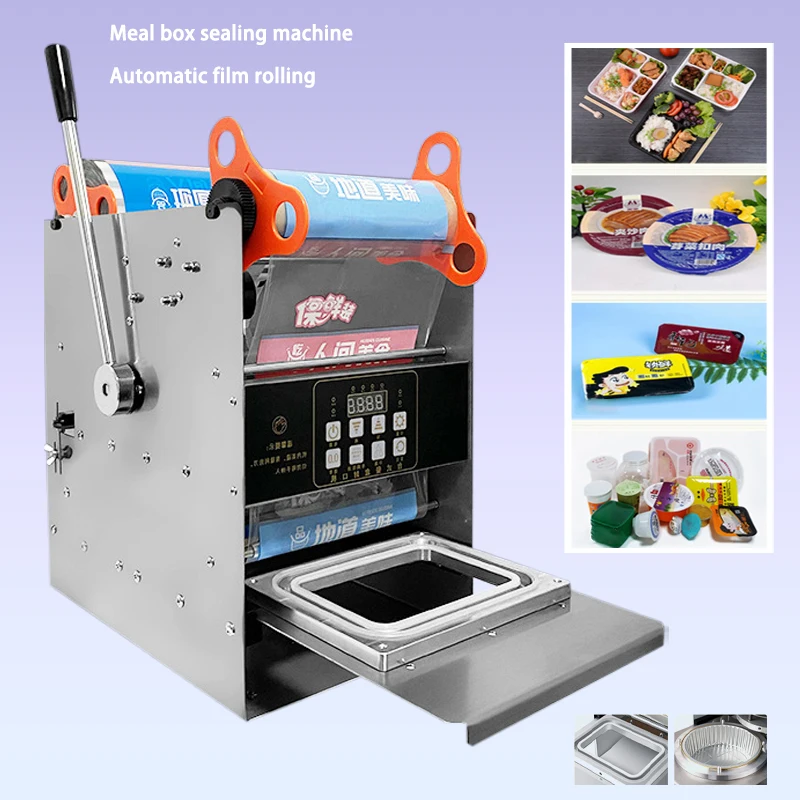 Electric Heat Manual Sealer Food Packaging Plastic Cup Machine Bowl/Meal Box Seal Machine 110-220V Automatic Film Rolling