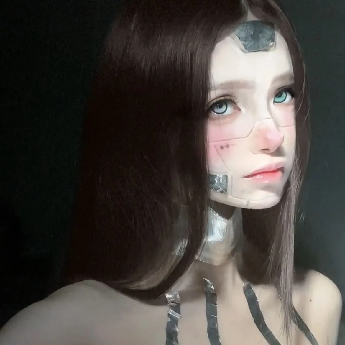 Creativo Cyberpunk temporaneo AI Future nastro per trucco fai da te adesivi in argento Machina accessori Cosplay