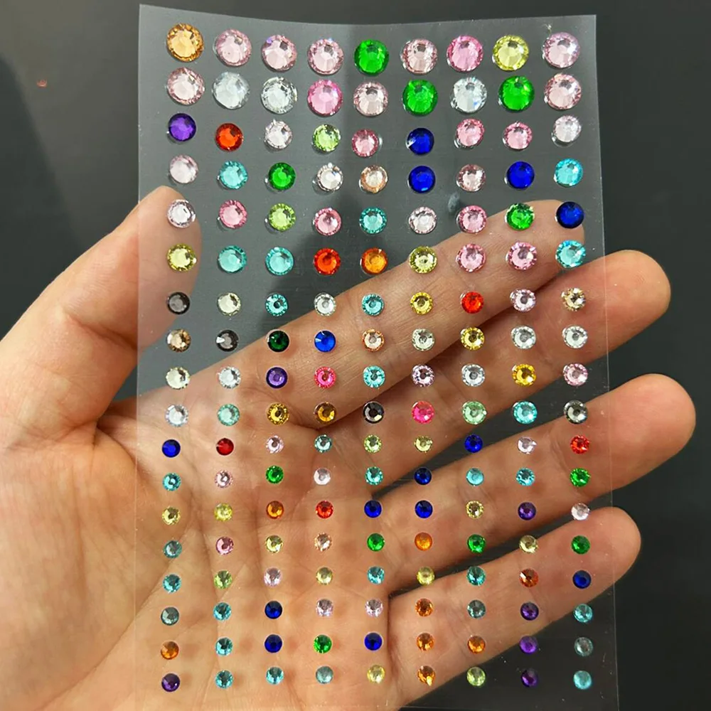 5x162pcs Rhinestones Facial Tattoo Sticker for Nail Art, Face, Eye Hair, Body Makeup 3/4/5/6mm mixed Self Adhesive Jewelry Gems