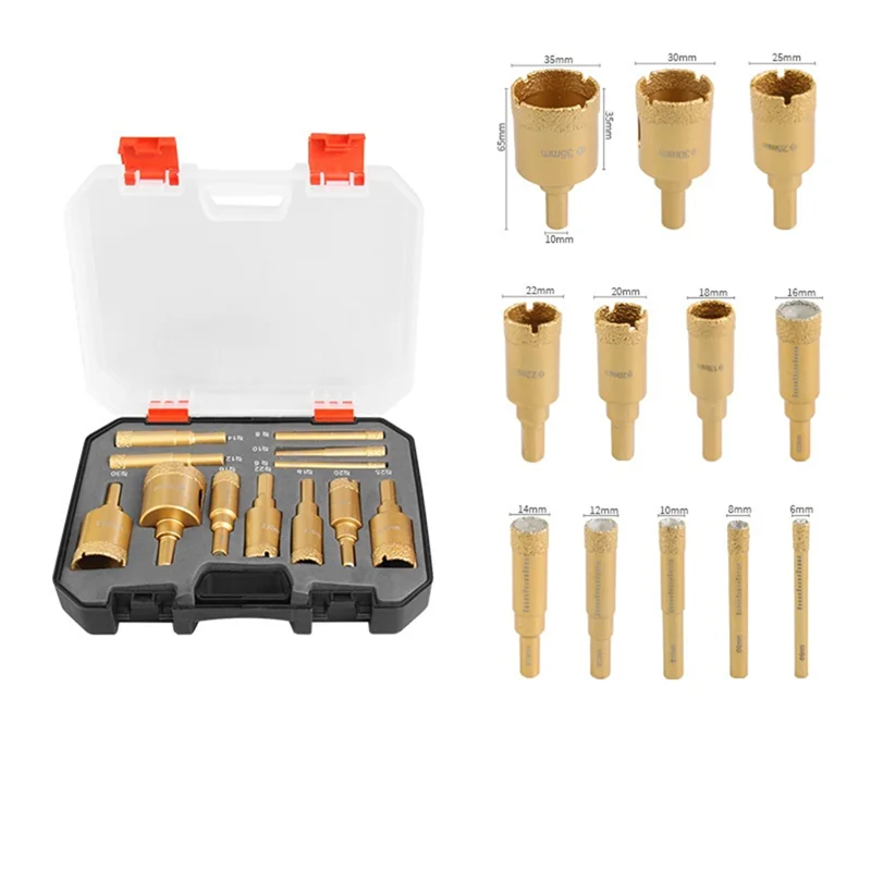 

AWAH 12Pc Brazing Hole Opener Marble Multi-Purpose Drilling Bit For Marble Stone Tile