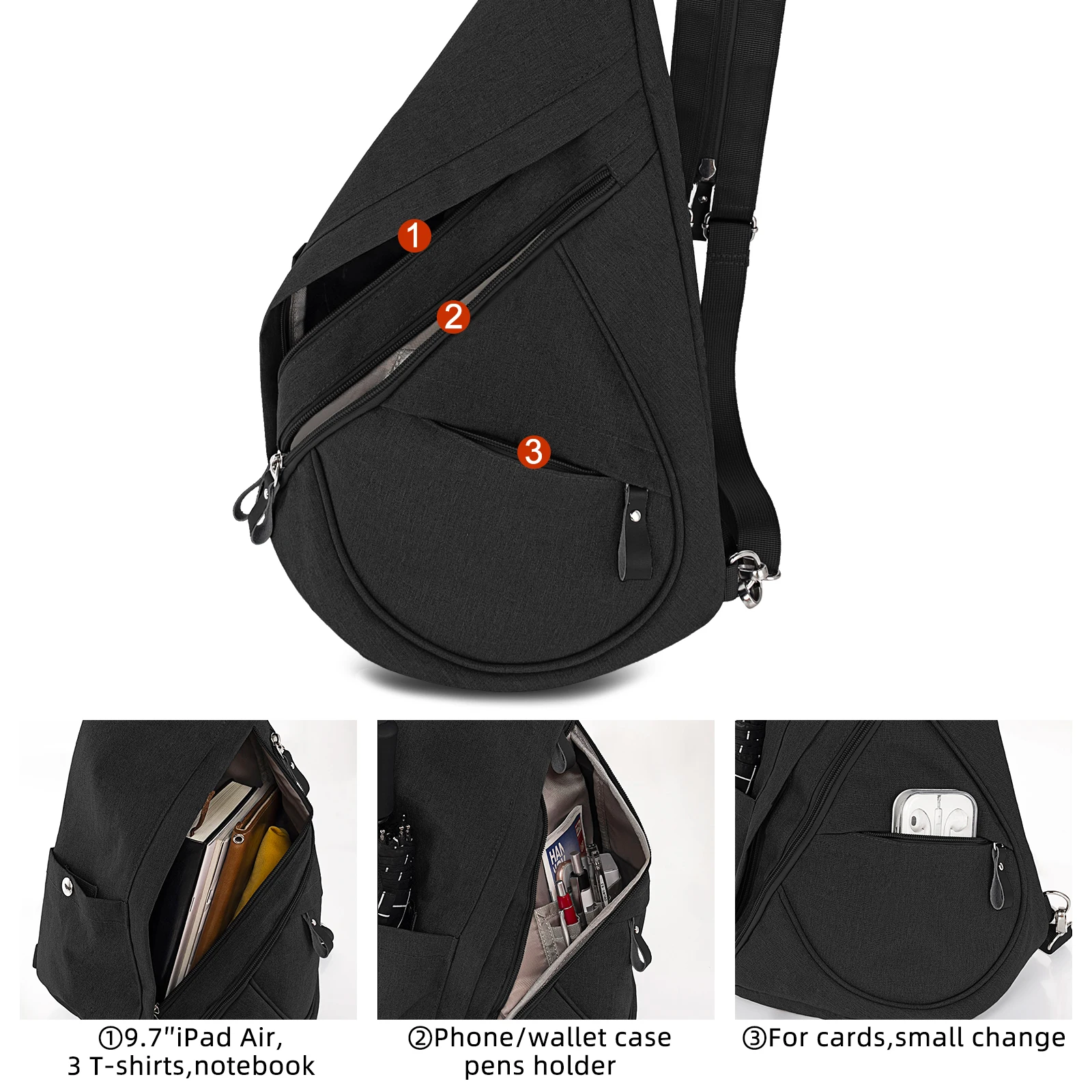 High Quality Men Chest Bag Casual Outdoor Sport Shoulder Bag Multi-pocket Large Capacity Crossbody Backpack Unisex