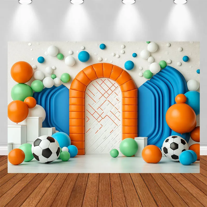 

LS Photography Background Soccer Balloon Decor Cake Smash Birthday Baby Shower Kids Portrait Photo Backdrop Studio