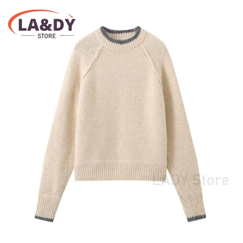 Knitwear Sweater Woman 2024 Fashion Loose Simple Versatile Round Neck Female Solid Color Long Sleeve Casual Tops Pullovers