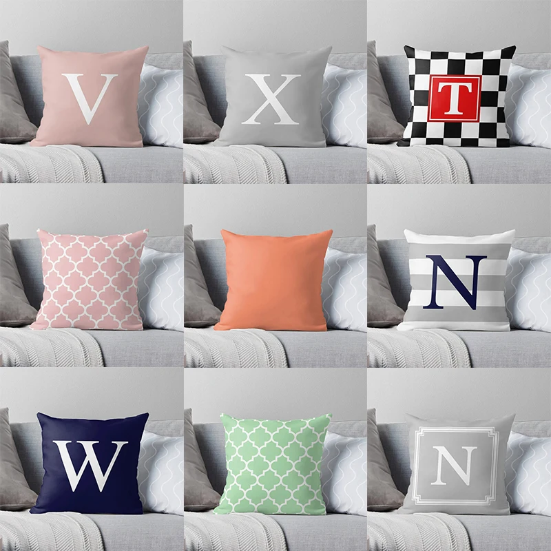 

Home decoration pillowcase 45*45 solid color letter pillowcase modern living room sofa bedroom bedside cushion cover