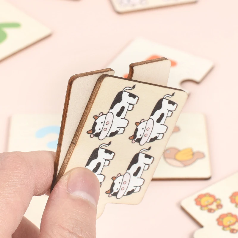 Drewniana układanka dopasowująca liczby, liczby zwierząt, angielskie poznawanie, cyfry 1-10, edukacyjne zabawki matematyczne dla dzieci.