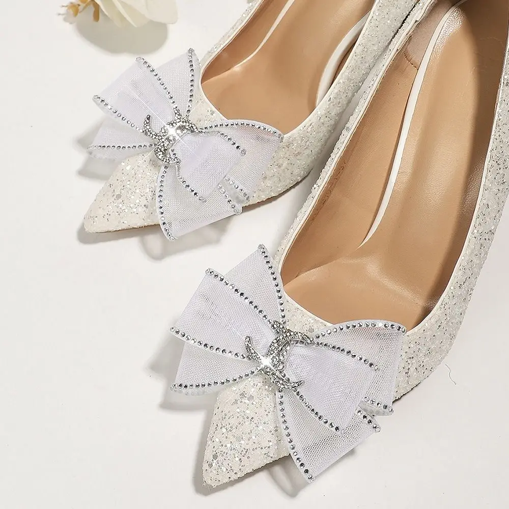 

1PC Materials Rhinestone Shoes Decorations Shiny Bow Design Shoes Buckle Accessories Shoes Flower Jewelry Wedding Bride