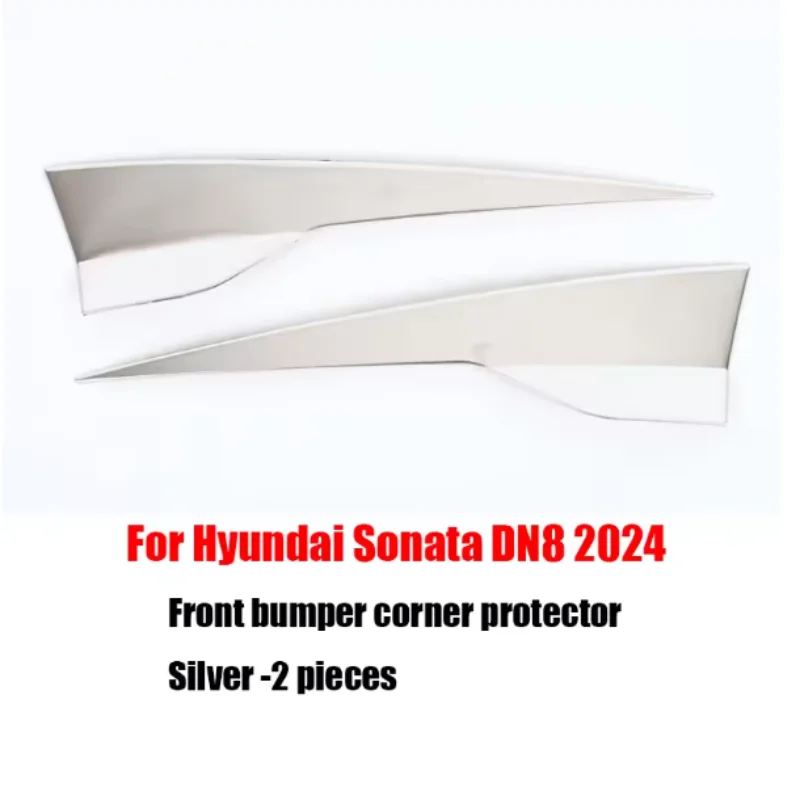 لسيارة Hyundai Sonata DN8 11th 2024-2025 واقيات زوايا المصد الأمامي والخلفي مصنوعة من مادة ABS فضية لامعة #5