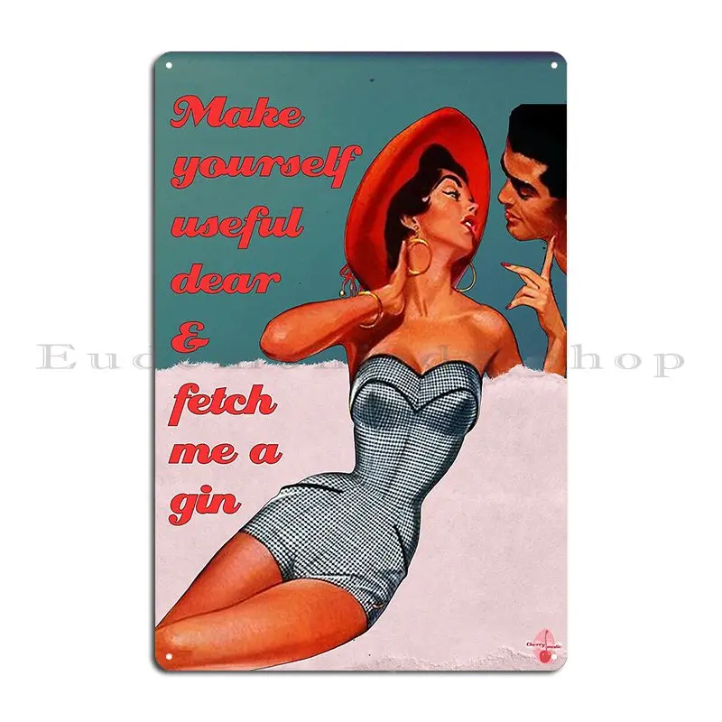 Fetch Me A Gin Metal Plaque Poster Plaques Cave Design Wall Cave Designs Tin Sign Poster