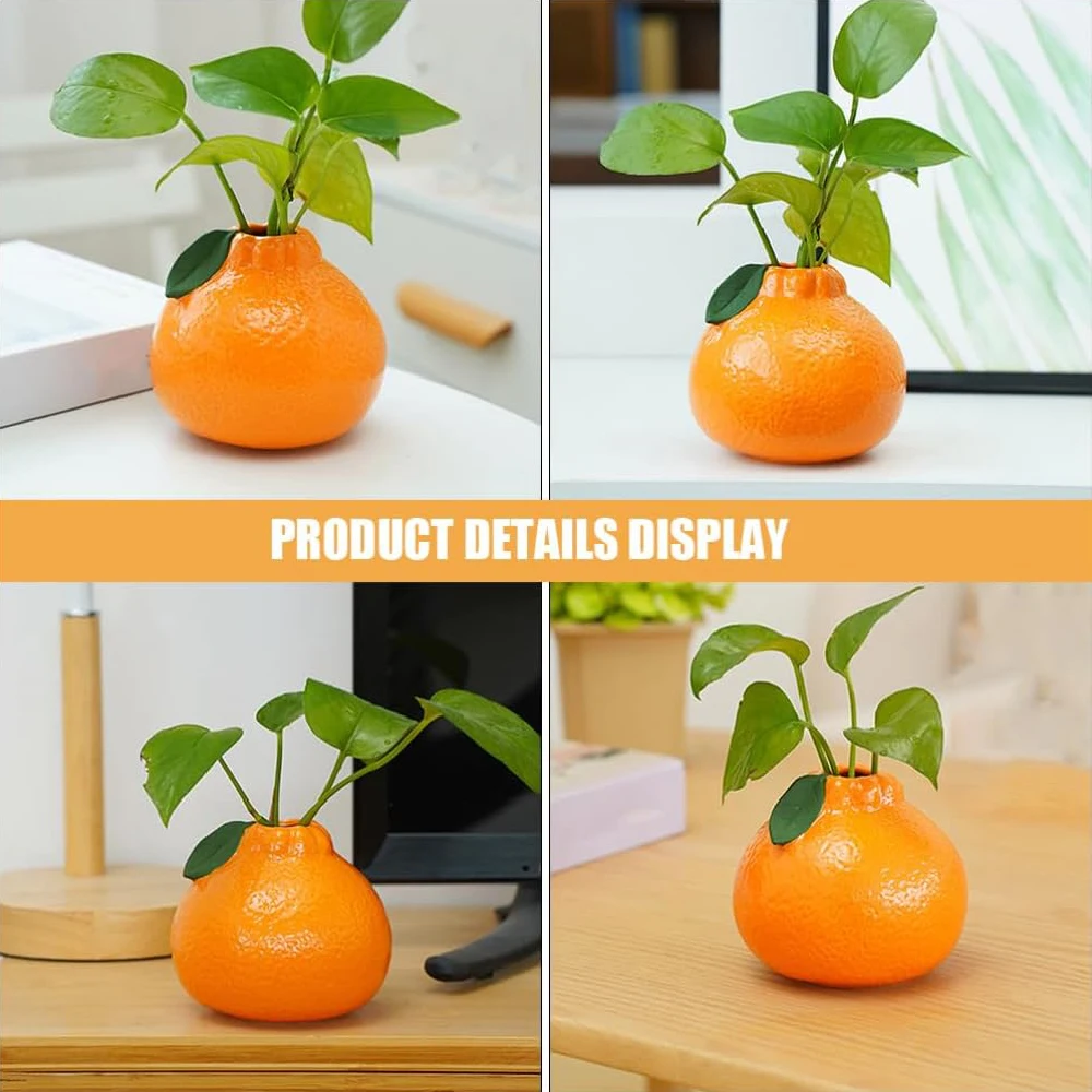 

Ceramic Orange Vase for Home Decor,Decorative Vase Fruit Shape Holder Tabletop Decorative Vase Table Centerpieces Decoratio