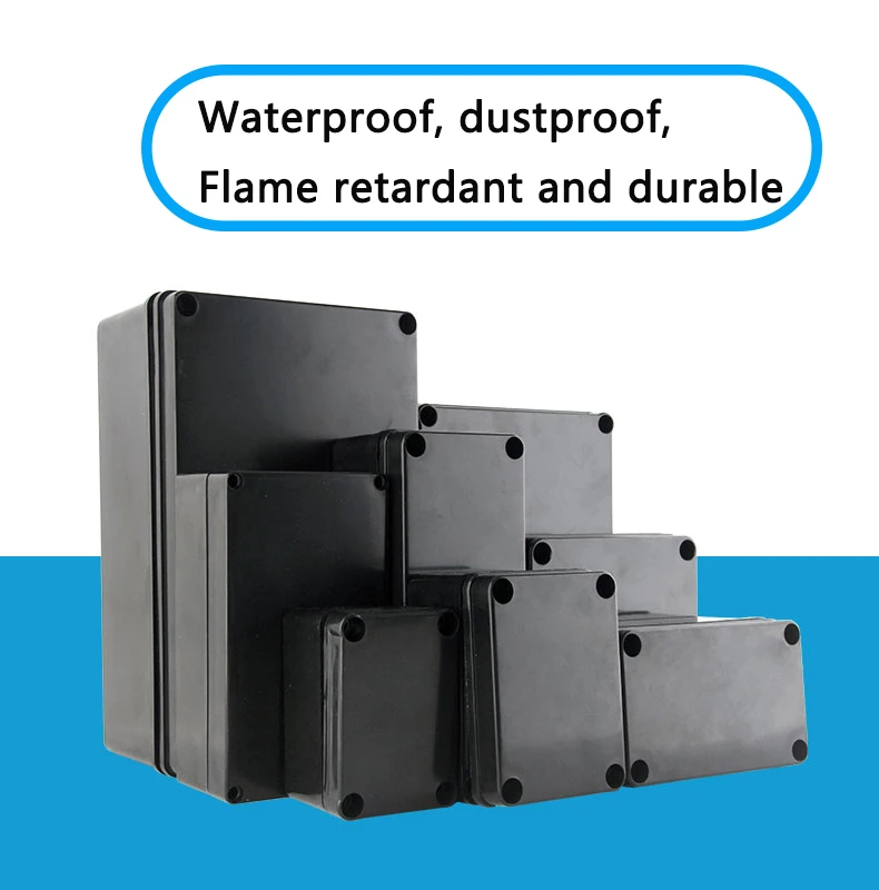 IP67 Waterproof EnclosurBlack waterproof wire junction box power supply outdoor waterproof box abs plastic shel Flame retardant