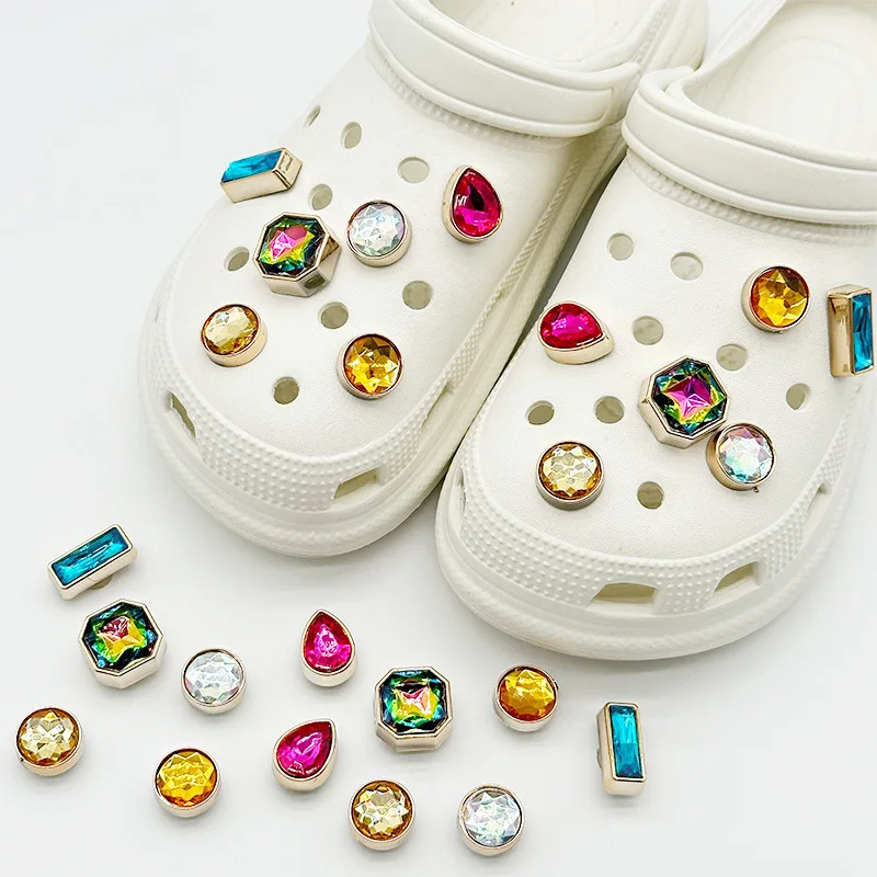 Clogs Shoe Accessories DIY Shoe Buckle Slippers Removable Crystal Diamond Rhinestone Shoe Flower Upper Accessories 12PCS