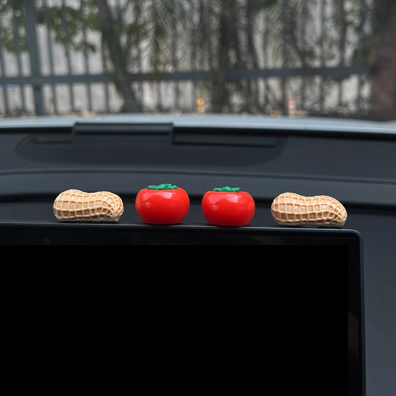 New Good Things Happen Car Ornaments Center Console Cartoon Persimmon Peanut Car Display Screen Decorative Stickers