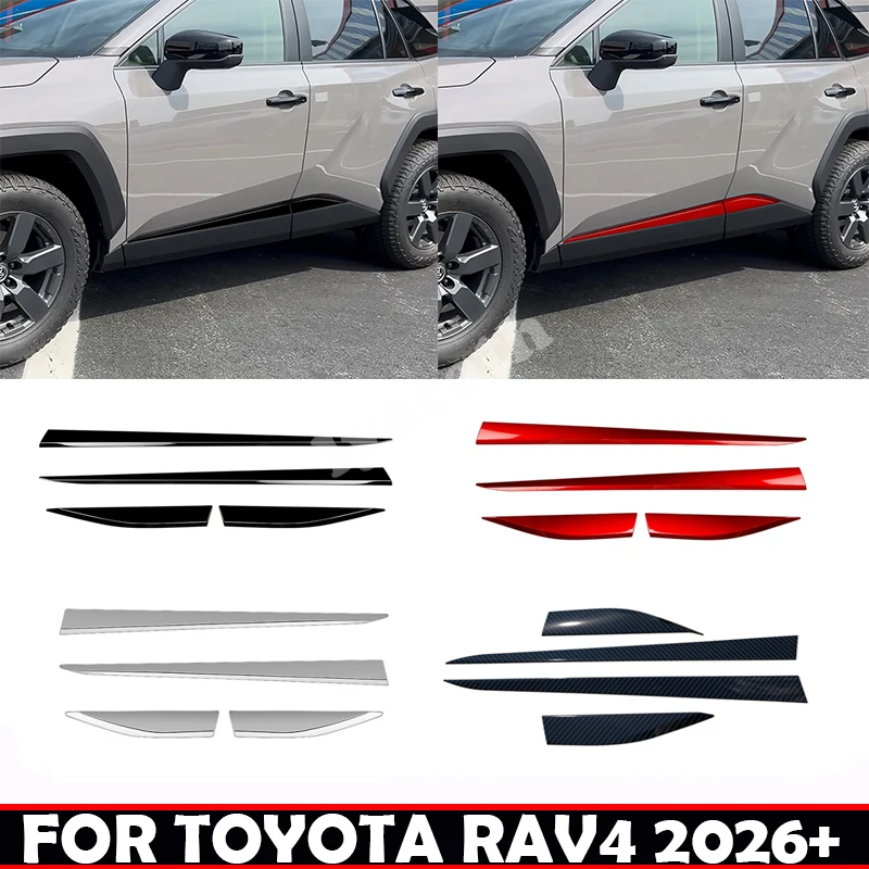 

For Toyota RAV4 RAV 4 RAV4 2026 2027Car 4 Door Side Body Molding Trim Strip Side Skirt Bright Strip Decor Exterior Accessories