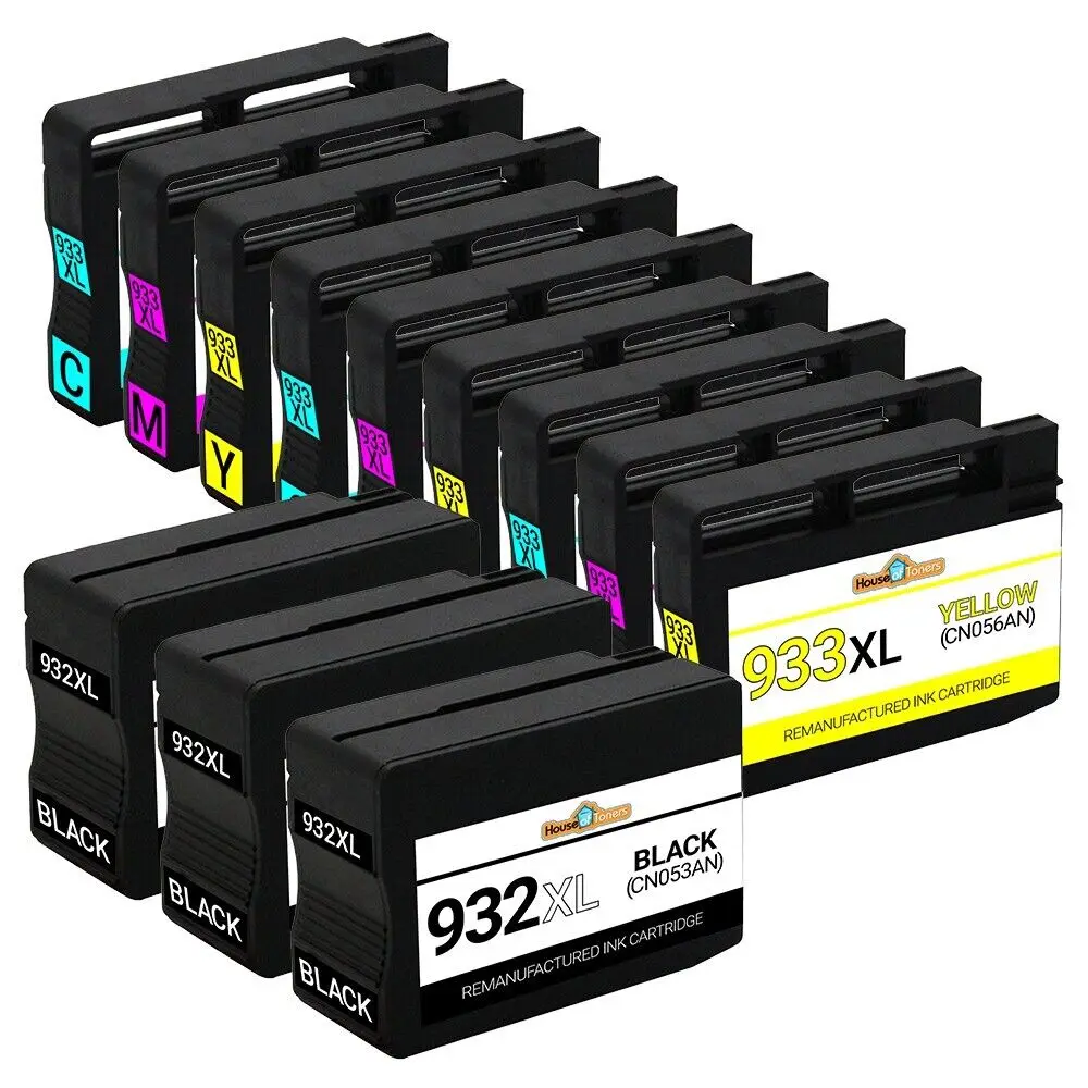 Cartuchos de inyección de tinta 932XL 933XL para impresora HP Officejet 6100 6600, paquete de 12 unidades