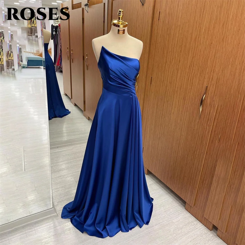 ROSES Blue Formal Dress One Shoulder Party Dress For Wedding One Shoulder Beach Sleeveless Special Occasion Dress robe soirée