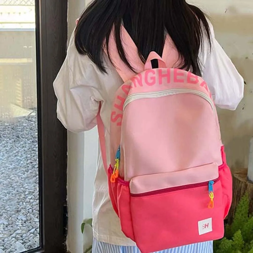 

Laptop Bag Daypack Oxford Cloth Backpack Contrast Color Durable Students School Bag Casual Nylon Large Capacity Backpack Outdoor