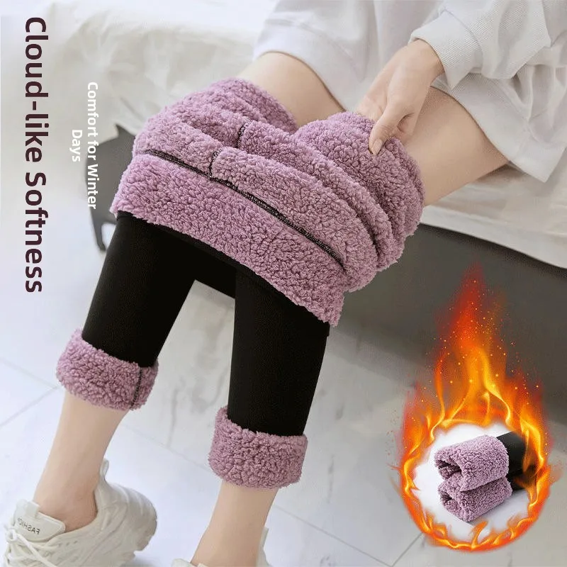 

Thiened Fce Yoga Pants Women's Warm Cloud arkskin Pants Outerwear Winter Slimming Elastic Barbi Pants Yoga Trousers