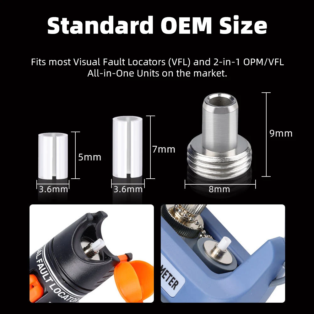 VFL Tip Replacement Parts 2.5mm Universal Visual Fault Locator Ceramic Insert  Metal Ferrule Fiber Optic Cable Tester Repair Kit
