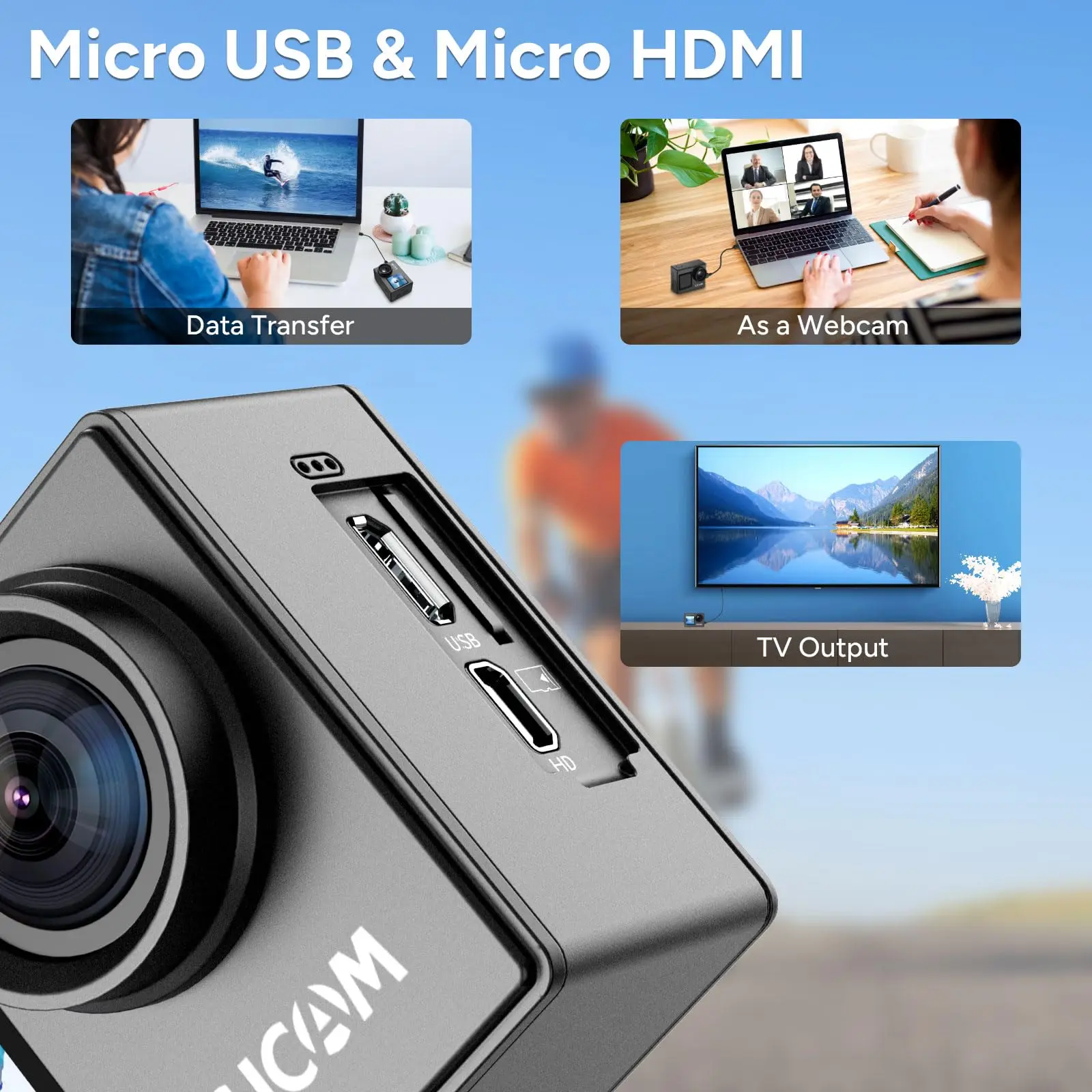 Sjcam Sj4000 Action Dual Screen 4k30fps Ultra Hd Waterproof 170° Wide Angle Wifi - Image 3