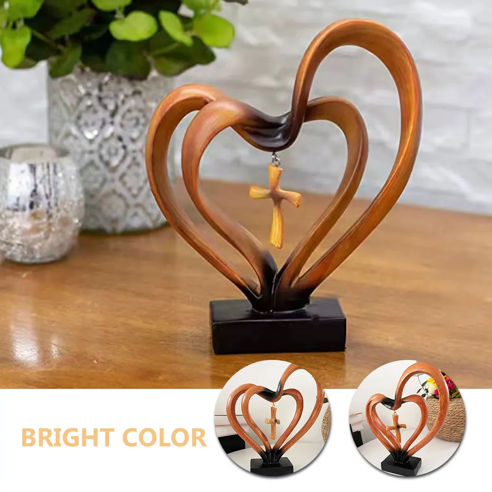 

Resin Heart Sculpture Desktop naments Heart Figurines Home Decor Valentine Statue Smooth Surface Easy Clean Romantic Love Symbol