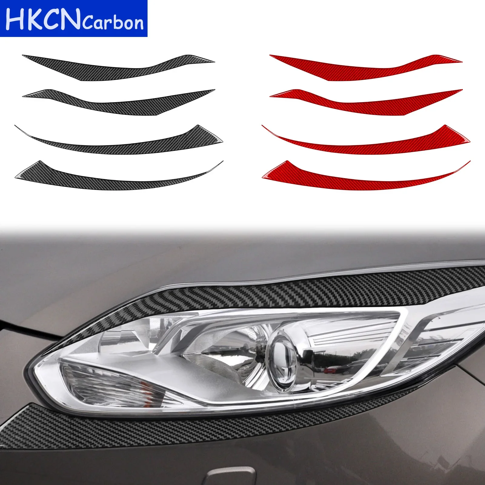 

For Ford Focus 2012—2014 Carbon Fiber Car Accessories Front Lamp Headlight Full Set Panel Cover Trim Sticker Modification
