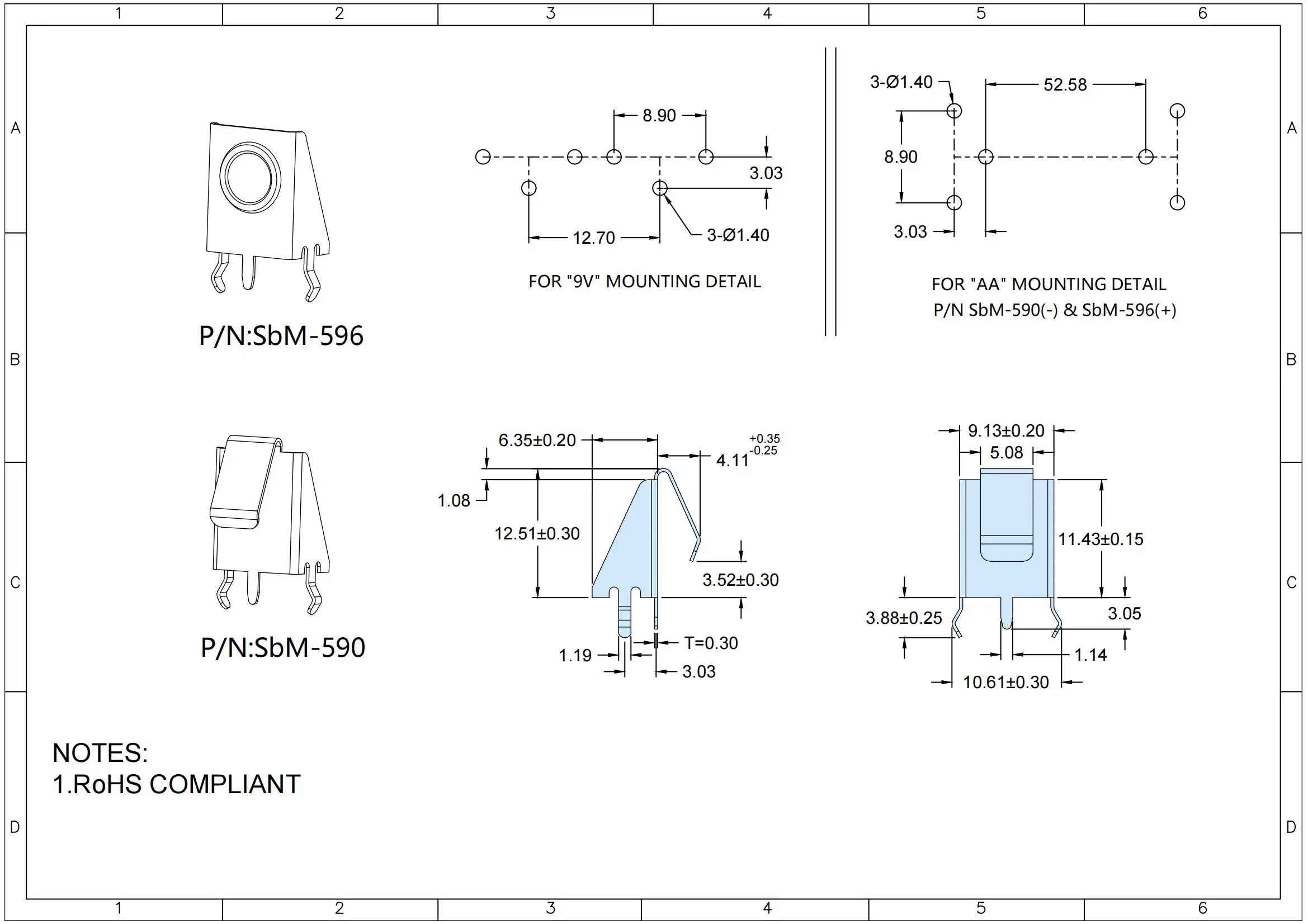 Spring Steel Nickel Plated 9V Battery Terminal 9 Volt THM Leaf Spring Battery Contact P/N 590