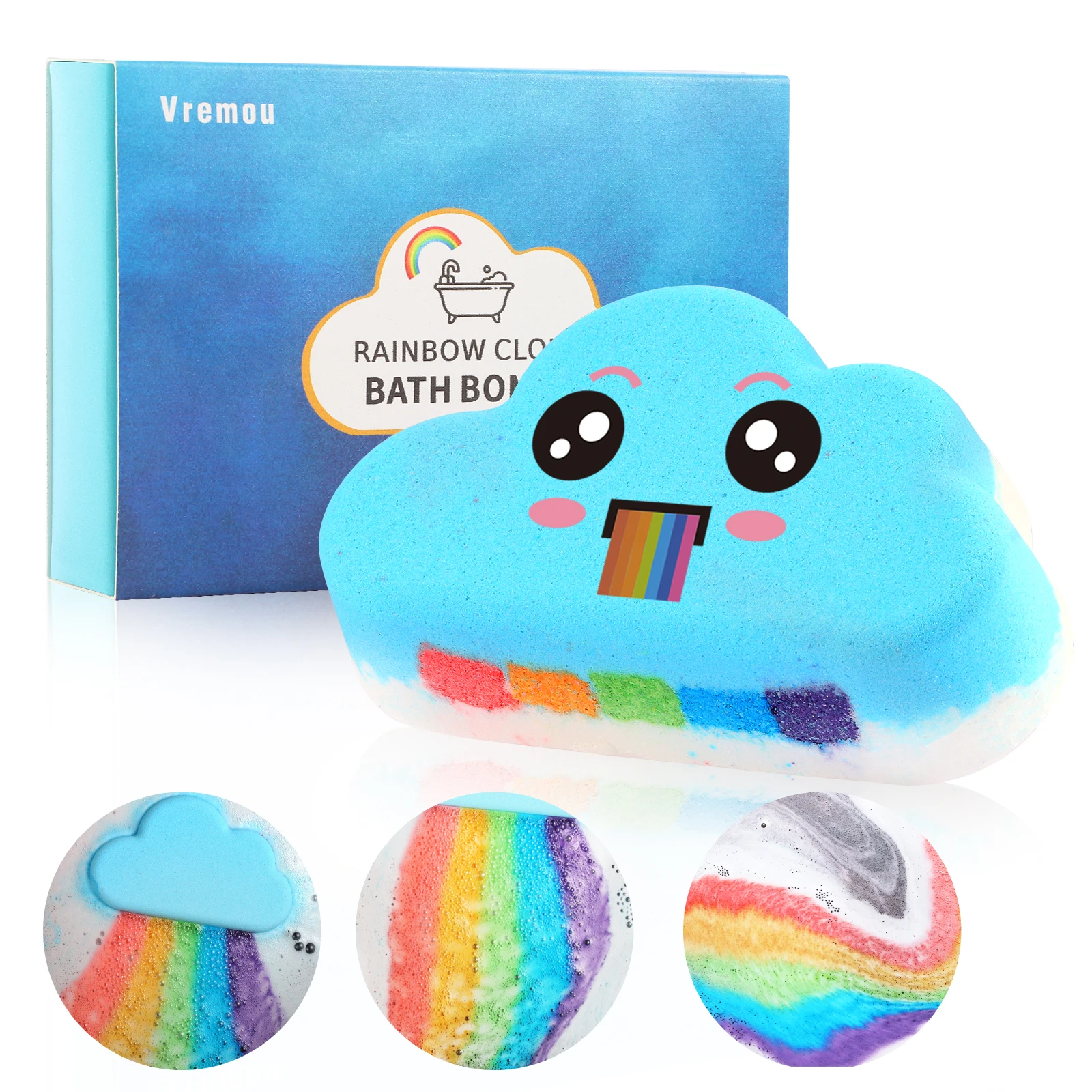 

Blue Ocean Rainbow Bath Bombs, Colorful Dissolving Bath Toys with Surprise，Boys And Girls The Perf Colors, The Perfect Bath Gift