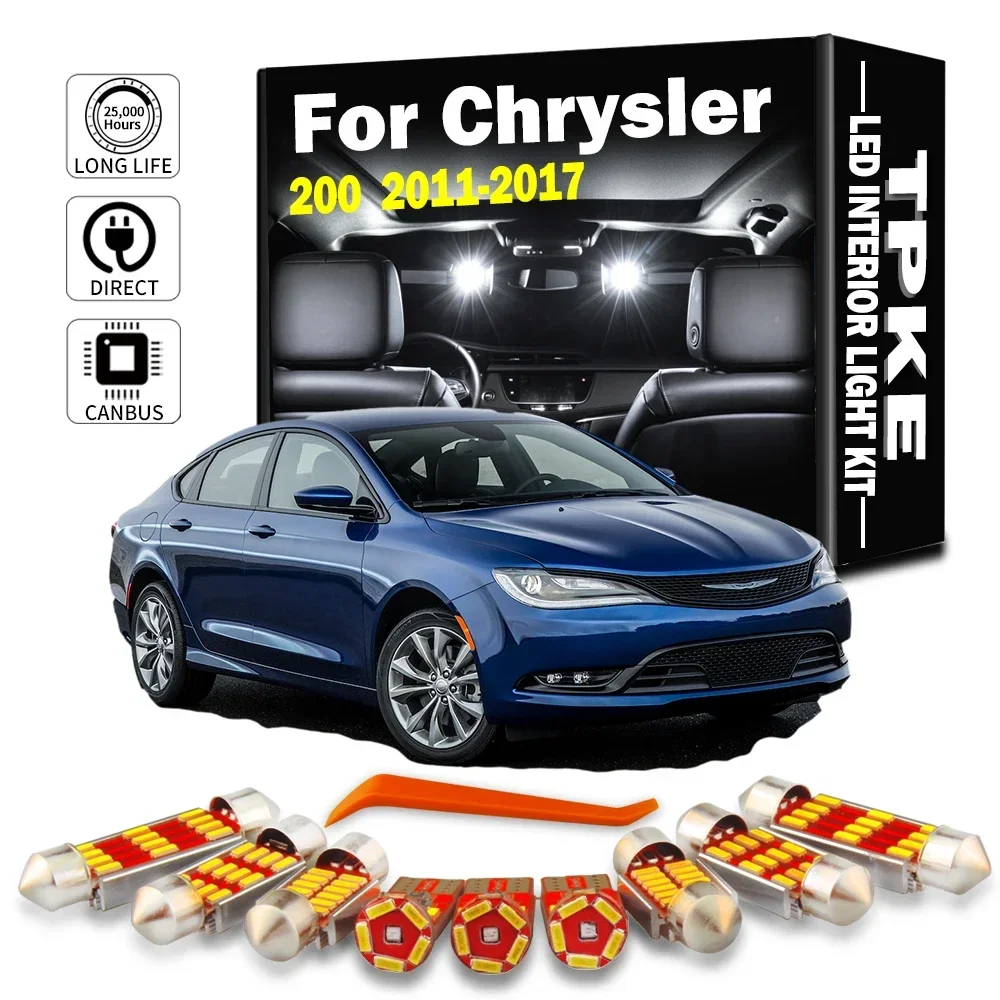 TPKE Canbus-Kit de luz Interior LED sin errores, accesorios para coche Chrysler 200 2011 2012 2013-2017, lámpara de matrícula con cúpula de lectura de mapas