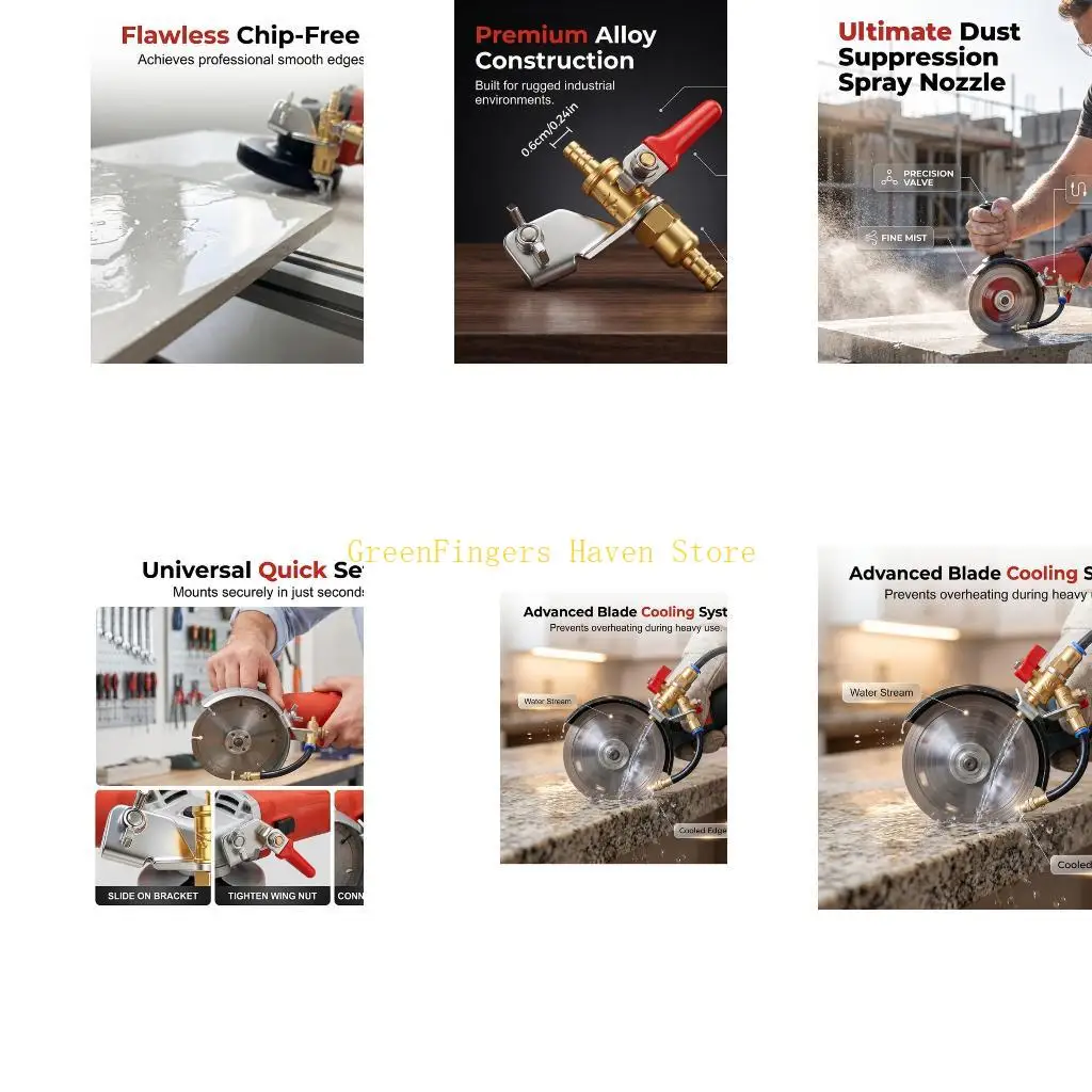 F68D Wet Cutting Water Sprays Attachment for Angles Grinder with Flexible 6Mm Hose Nozzle Metal Mounting Brackets for Tile Stone