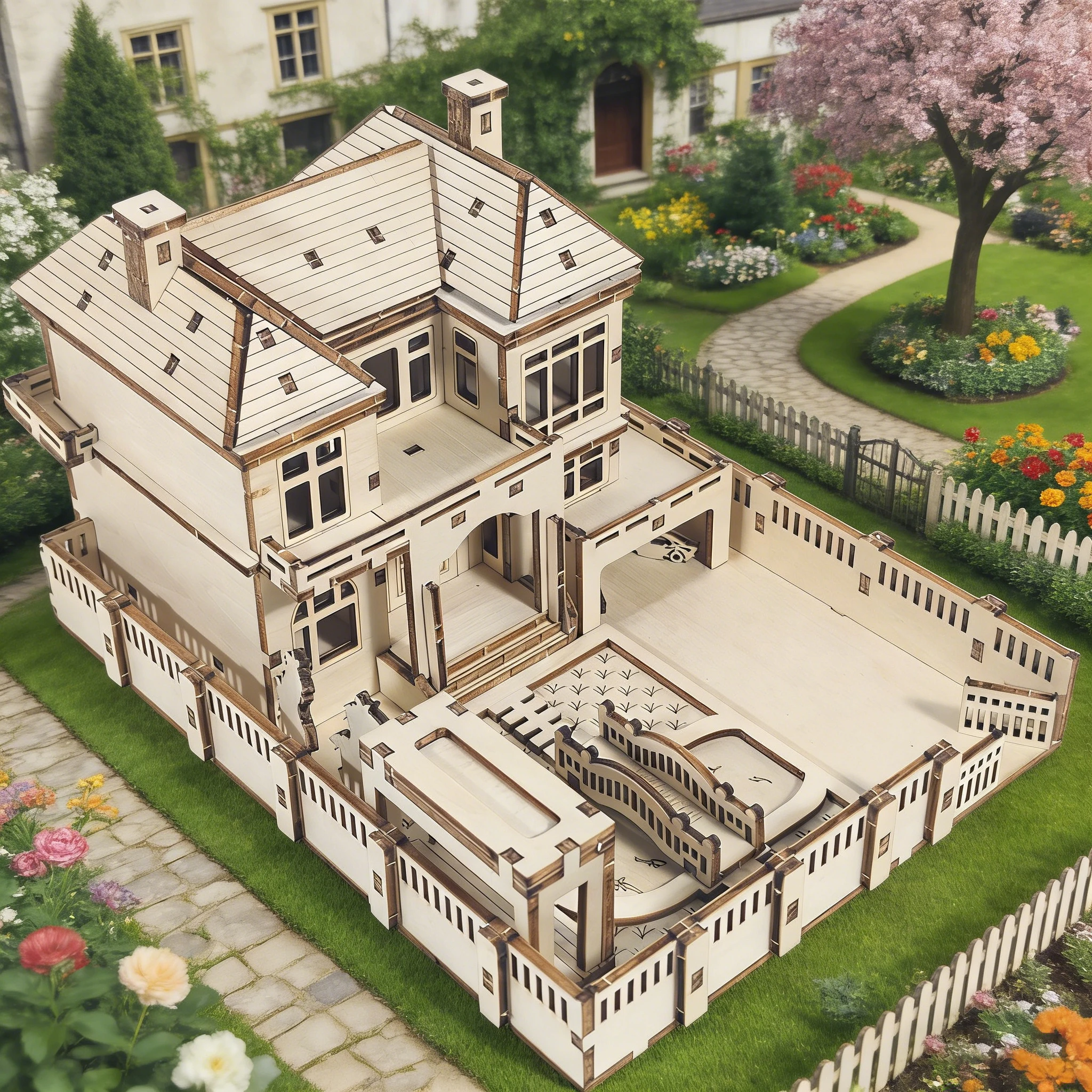 

3D Wooden Villa Puzzle Model Kit—a toy suitable for adults and teens, a handmade gift for home decor, and a unique home decorati