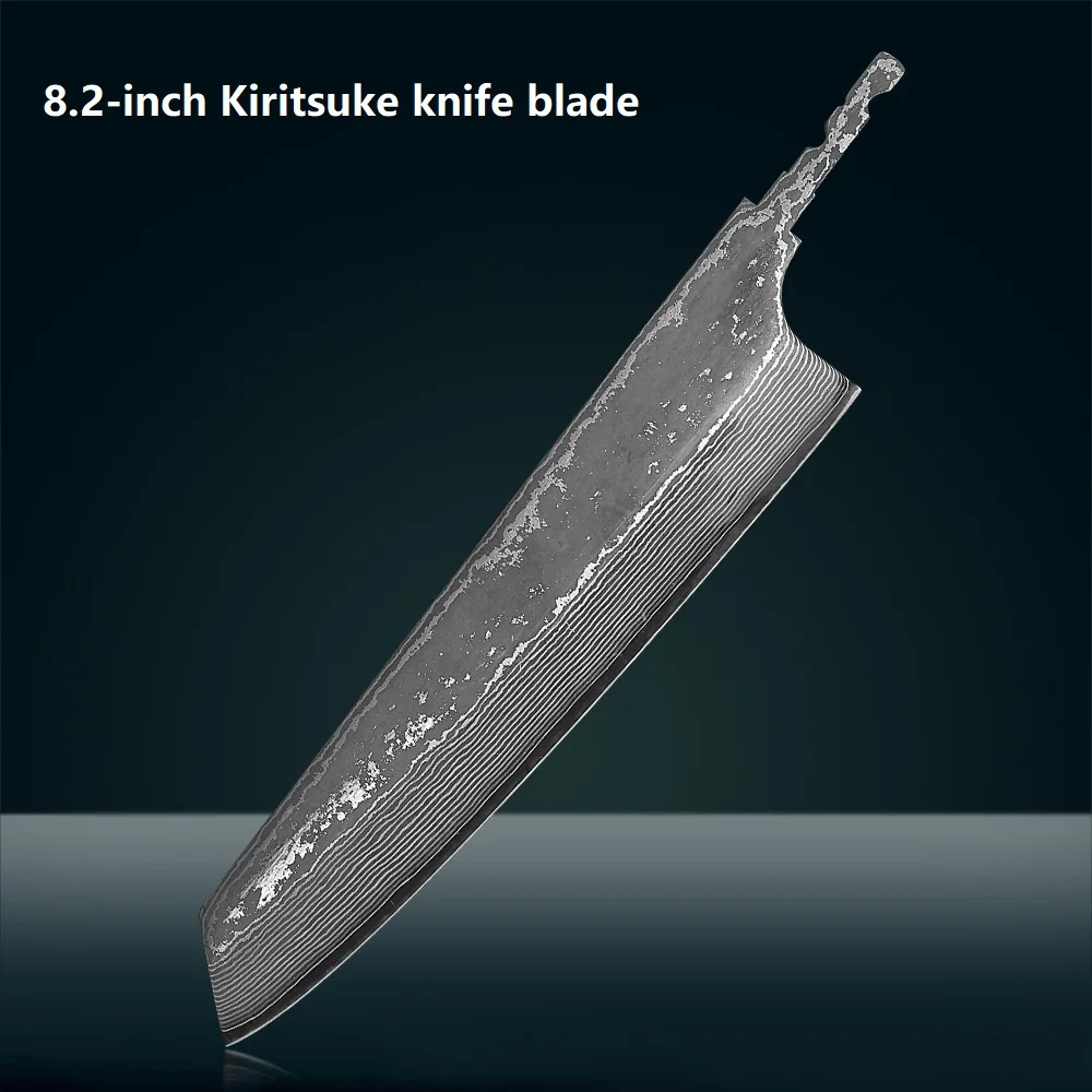F.YOUNG DIY 67-lagiges japanisches Küchenkochmesser aus Damaststahl, leere Klinge, vollständiger Zange, integrierte handgefertigte, scharfe Kanten, Herstellungswerkzeuge 10