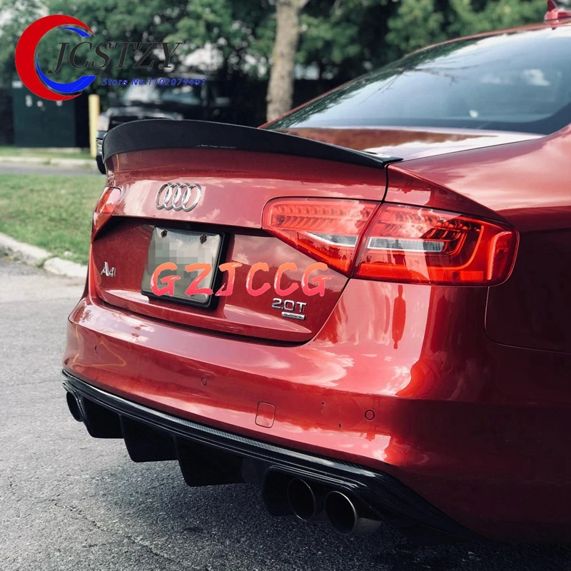 Dla Audi A4 B8.5 4 drzwi sedan 2013- 2016 HK styl wysokiej jakości włókna węglowego tylna owiewka na dachu tylne okno urządzone spoiler