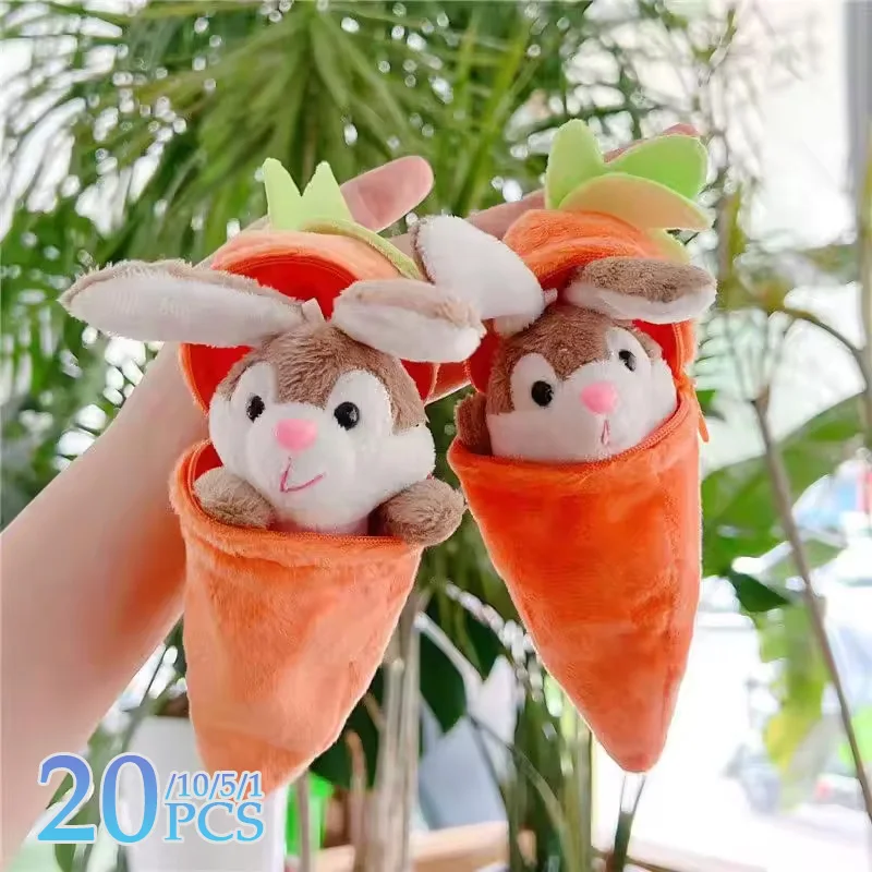 1-20PCS Kawaii Keychain Bunny Carrot Keychain Plush Toys Keychain Anime Bunny Pendant Stuffed Doll Gifts Easter Basket Gifts